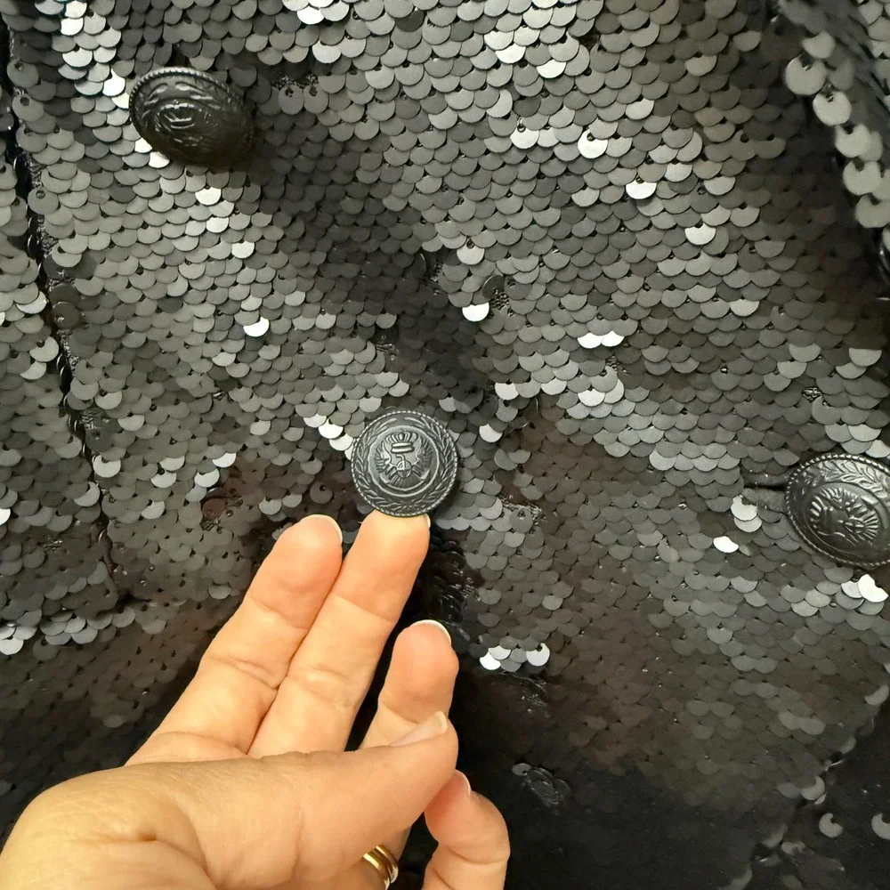 L'Agence Kenzie Double-Breasted Sequin Blazer Black‎ Jacket Size Medium
